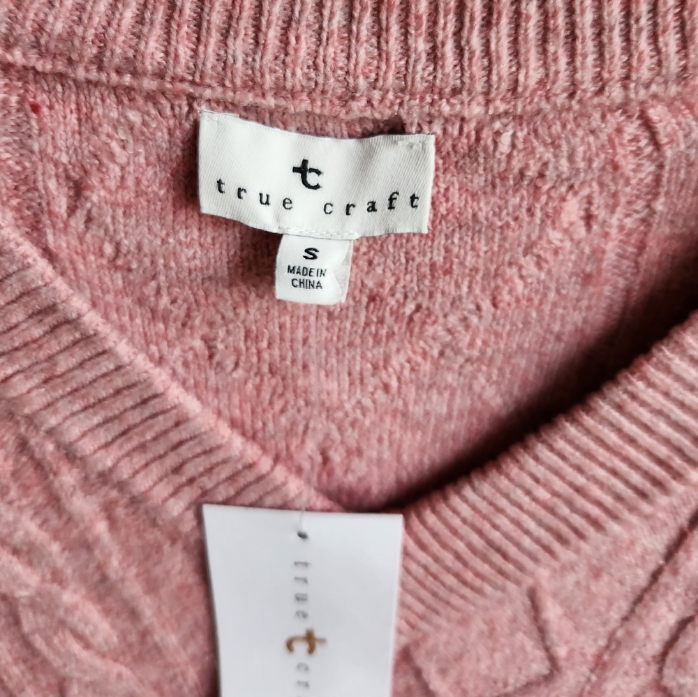 True Craft Women's Pink V Neck Sweater Vest | Size Small | NWT - Picture 3 of 8
